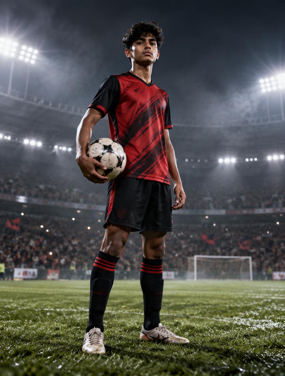Football player under stadium lights